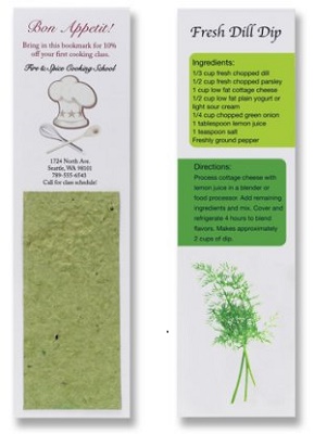 Recipe Bookmarks with Herb Seed Paper Insert Custom Printed Recipe Bookmarks with Herb Seed Paper Insert