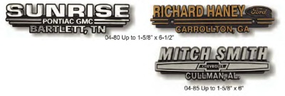 Auto Nameplates Stock Designs