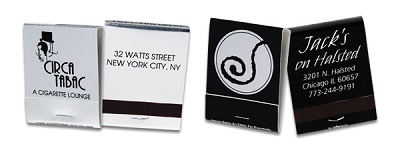 Custom Silver Foil and Black  20 Stick Matchbook