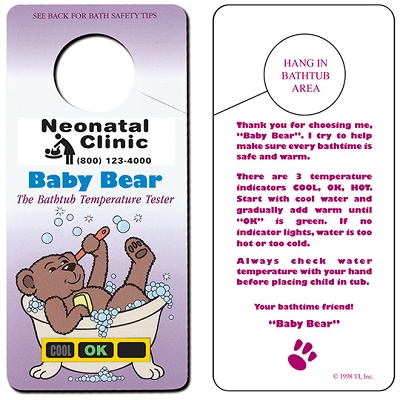 Custom Imprinted Baby Bear Hanging Bath Thermometer