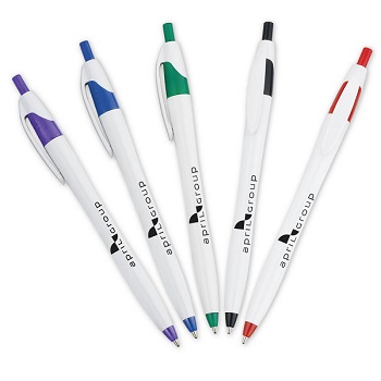 White Barrel European Style Ballpoint Click Pen