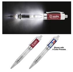 Reyes White Color LED Light-Up Pen with Custom Imprint Customized Reyes White Color LED Light-Up Pen