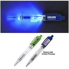 Vicente Blue Light-Up Pen with Custom Imprint Customized Vicente Blue Light-Up Pen