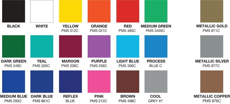 Standard Imprint Colors for Pocket Screwdrivers